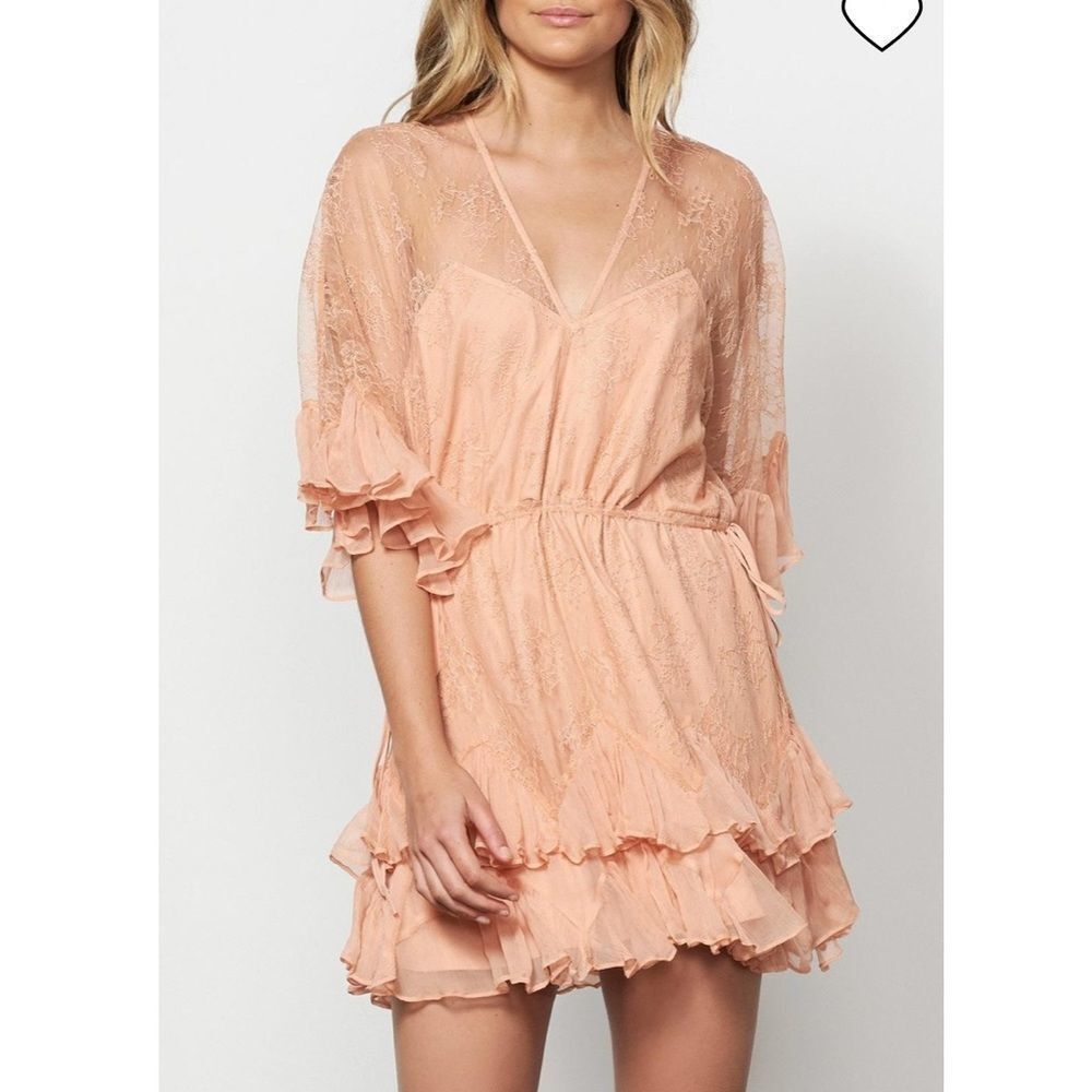 Revolve Stevie May Arid Dreams Mini Dress Lace Apricot XS